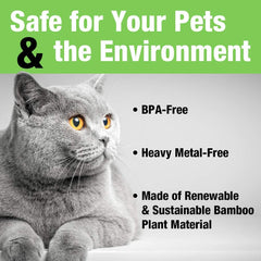 Van Ness Pets EcoWare Double Dish Cat Bowl, Whisker Friendly Feeder, Non-Skid, 16 oz Capacity (8 oz Per Side), Blue