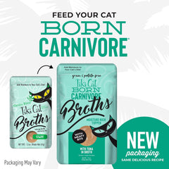 Tiki Cat Born Carnivore Broths, Tuna Recipe, Hydration and Flavor Supplement Cat Food Topper