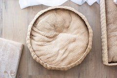 PetPals Hand Made Paper Rope Round Bed for Cat/Dog/Pet Sleep with Pillow, Natural (Round)