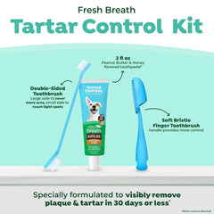 TropiClean Fresh Breath Oral Care Kit - Soft Bristle Finger Toothbrush - Dog Tooth Brushing Kit -