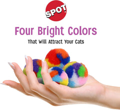 Ethical SPOT Kitty Yarn Puffs Colorful Woolen Yarn Cat Toy Contains Catnip 1.5" Pack of 4 Pet