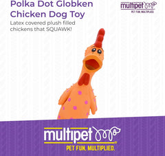 Multipet's Latex Polka Dot Globken Chicken Dog Toy 1 ea