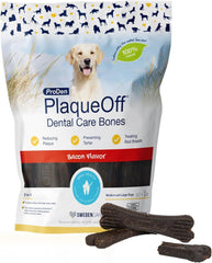 NaturVet ProDen PlaqueOff System Dental Care Bones - Dog Teeth Cleaning Bones for Oral Hygiene -Medium/Large Canine Formula - Bacon Flavor