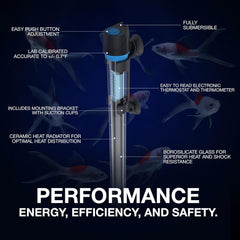 Cobalt Aquatics Neo-Glass Aquarium Heater – Submersible, Digital Thermostat, ±0.7°F Accuracy, For Freshwater & Saltwater Tanks