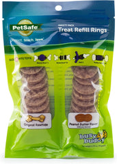 PetSafe® Rawhide Treat Ring Refills, Variety Pack, Original Rawhide and Peanut Butter Flavor, Replacement Treats Busy Buddy Treat Ring Holding Toys