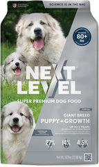 Next Level Super Premium Dog Food – Giant Breed Puppy and Growth – Dry Kibble for Dogs at All Life Stages of Larger Breeds – 27% Protein, Chicken, Fish and Gluten Free Grains 50 lb