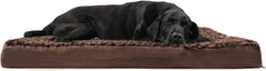 Furhaven Orthopedic Dog Bed for Large Dogs w/ Removable Washable Cover, For Dogs Up to 95 lbs - Ultra Plush Faux Fur & Suede Mattress - Chocolate