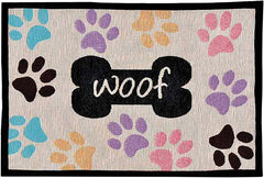 Loving Pets Bella Fashion Mat for Dogs, Woof with Multi Paws (7576)