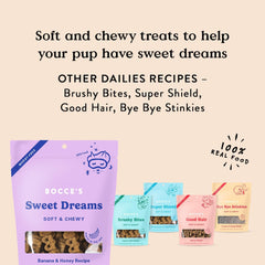 Bocce's Bakery Dailies Sweet Dreams Dog Treats for Bedtime Support, Wheat-Free Dog Treats, Made with Real Ingredients, Baked in The USA, All-Natural Soft & Chewy, Banana & Honey, 6 oz