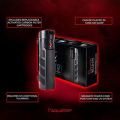 Aquatop 395 GPH Internal Filter with 13W UV Light - for Up to 150 Gallon Fish Tanks, UV for Crystal Clear Water, Fresh & Saltwater Use, Aquarium Filters for Fish & Turtle Tanks, SP13-UV