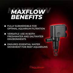 Aquatop MaxFlow Submersible Aquarium Power Head - Ideal for Freshwater and Saltwater Environments - High-Impact ABS for Durability