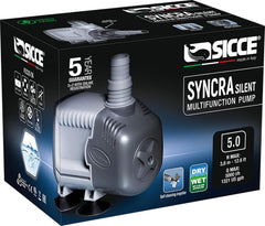 SICCE Syncra Silent 5.0 Multifunction 1321 GPH Submersible Water Pump | Italian Made 105W Ultra Quiet Durable Aquarium Fish Tank, Fountain, Pond, Hydroponics, Terrarium Black | Freshwater & Saltwater