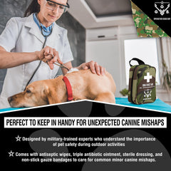 Operation Good Boy Tactical Pet First Aid Kit - Essential Supplies for Canine Mishaps - Lightweight, Waterproof Nylon Tote with Antiseptic Wipes, Antibiotic Ointment, Dressing, and Gauze