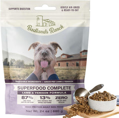 BADLANDS RANCH - Superfood Complete, Air-Dried Adult Dog Food - High Protein, Zero Fillers, Superfood Nutrition by Katherine Heigl (11.5 oz, Lamb & Venison)