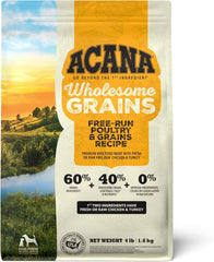 ACANA Wholesome Grains Dry Dog Food, Free-Run Poultry, Real Chicken & Turkey and Eggs Dog Food Recip