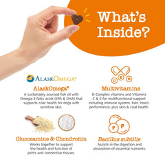 Zesty Paws Multivitamin Treats for Dogs, Glucosamine Chondroitin Joint Support + Digestive Enzymes & Probiotics, Grain Free Dog Vitamins and Supplements for Skin & Coat, Peanut Butter - 90ct