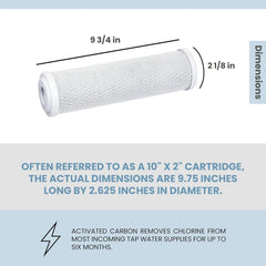 Aquatic Life 10-Inch Pre Carbon Block Replacement Filter Cartridge for RO-DI System Units for Aquarium