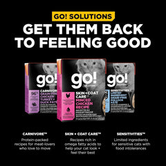 Go! Solutions Skin + Coat Care, Grain-Free Wet Cat Food, Minced Chicken with Gravy Recipe for Sensitive Skin, 6.4 oz