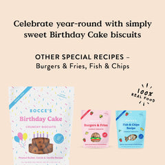 Bocce's Bakery Birthday Cake Treats for Dogs - Special Edition Wheat-Free Dog Treats, Made with Real Ingredients, Baked in The USA, All-Natural Peanut Butter Vanilla Biscuits, 5 oz