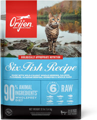 ORIJEN Six Fish Dry Cat Food, Grain Free Cat Food for All Life Stages, with WholePrey Ingredients