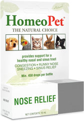 HomeoPet Nose Relief, Safe and Natural Sinus Supplement for Cats, Dogs, and Other Small Animals, 15 Milliliters