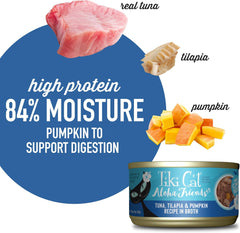 Tiki Cat Aloha Friends, Tuna, Tilapia & Pumpkin, Grain-Free & High Moisture, Wet Cat Food for All Life Stages