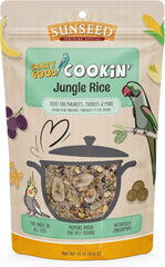 Sunseed Crazy Good Cookin Bird Treat, 16 Ounces, Jungle Rice with Bananas Dates and Pistachios, Brown