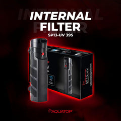 Aquatop 395 GPH Internal Filter with 13W UV Light - for Up to 150 Gallon Fish Tanks, UV for Crystal Clear Water, Fresh & Saltwater Use, Aquarium Filters for Fish & Turtle Tanks, SP13-UV