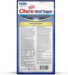 INABA Churu Meal Topper for Cats, Complete & Balanced, Creamy, Lickable Purée Cat Food Topper, 0.5 Ounce Tube, 4 Tubes (4 per Pack), Tuna Recipe
