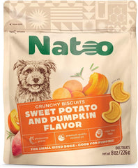 NATOO Biscuits for Small Dogs & Puppies Crunchy Dog Treats, Sweet Potato & Pumpkin Healthy Natural Canine Biscuits, Rich in Omega 6, Prebiotics & Fibers, Antioxidants for Immunity (8 oz)