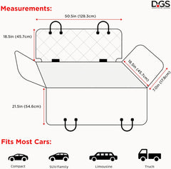 Dog Gone Smart 3-in-1 Nonslip Back Seat Cover & Hammock, for use in Cars, SUVs, and Trucks Coverage Area 54"x61