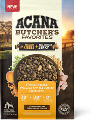 ACANA Butcher's Favorites Dry Dog Food, Free-Run Poultry* & Liver Recipe, Dog Food Kibble & real chicken jerky