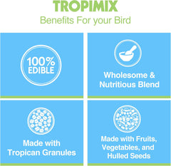 Tropimix Bird Food for Cockatiels and Lovebirds, Hagen Parrot Food with Seeds, Fruit, Vegetables, Vitamins & Amino Acids, 8 Pound (Pack of 1)