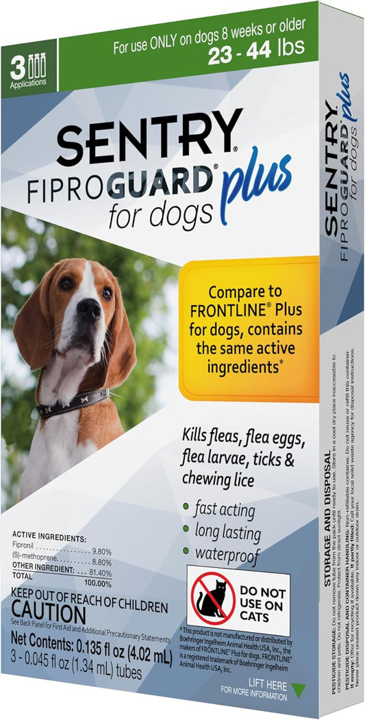 3-PACK SENTRY FiproGuard Plus Flea & Tick Spot-On for Dogs