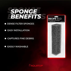 Aquatop Recife Eco Series Replacement Filter Sponge - 24 & 40 Gal – High-Efficiency Aquarium Filter Foam - Easy to Install and Maintain - RC24ECO-RFS