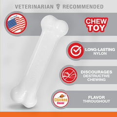 Nylabone Power Chew Classic Bone Chew Toy for Dogs, Durable Dog Toys for Aggressive Chewers, Chicken Flavor