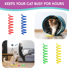SPOT Thin Colorful Springs Cat Toy - Bouncy Toys for Medium Indoor Cat Breeds to Bite, Swat, Chase - Keeps Cats & Kittens Entertained for Hours - Includes Ten Wide Spiral Springs, Assorted Colors