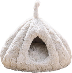 PetPals Cat Bed Made with a Soft Plush Material (Rose Hut)