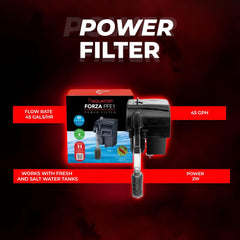 Aquatop Forza Power Filter for Aquariums – for 5-15 Gal Freshwater & Saltwater – Advanced Filtration Design for Crystal Clear Water
