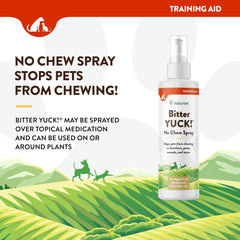 NaturVet Bitter Yuck! No Chew Spray for Dogs, Cats, and Horses Pet Training Spray, Liquid, Made in The USA, 8 Ounce