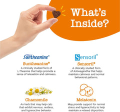 Zesty Paws Calming Chews for Cats - Composure & Relaxation for Everyday Stress & Separation - with Ashwagandha, Organic Chamomile, L-Theanine & L-Tryptophan – Bacon - 60 Count - Cat