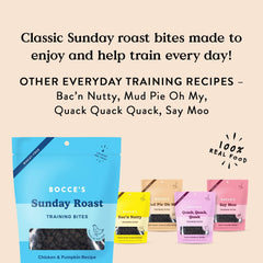Bocce's Bakery Chicken & Pumpkin Sunday Roast Training Treats for Dogs - Wheat-Free, All-Natural Dog Treats for Training, 6 oz Bag