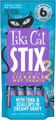 Tiki Cat Stix Mousse Treats, Single Serve Indulgent Lickable Treat or Dry Food Topper, with Tuna and Scallops in Creamy Gravy