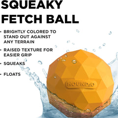 Playology Hound2O Outdoor Dog Toys | Squeaky Fetch Ball Dog Toy, Bright Color | Durable Ball Floats for Water Adventures | Made from Non-Toxic Materials
