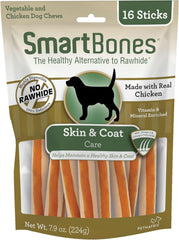 SmartBones Skin And Coat Care Sticks 16 Count, Rawhide-Free Chews For Dogs, With Omega Fatty Acids