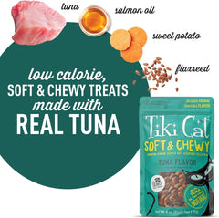 Tiki Cat Soft & Chewy Treats, Tuna Flavor, 3 Calories Per Treat with Grain-Free and No Added Gluten