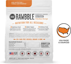 BIXBI Rawbble Freeze Dried Cat Food, Chicken Recipe, 3.5 oz - 95% Organs and Bone Raw Cat Food - USA Made