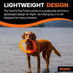 BIONIC Toss-N-Tug Turbo Dog Toy - High-Visibility Ultimate Three-in-One Dog Toy, Lightweight Design for Light Chewers