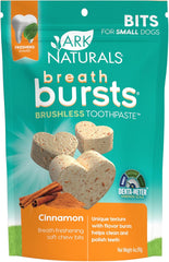 ARK NATURALS Breath Bursts Brushless Toothpaste Dog Treats, Dog Dental Bits for Small Breeds, Unique Texture Helps Clean Teeth & Freshen Breath, Cinnamon