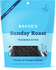 Bocce's Bakery Chicken & Pumpkin Sunday Roast Training Treats for Dogs - Wheat-Free, All-Natural Dog Treats for Training, 6 oz Bag